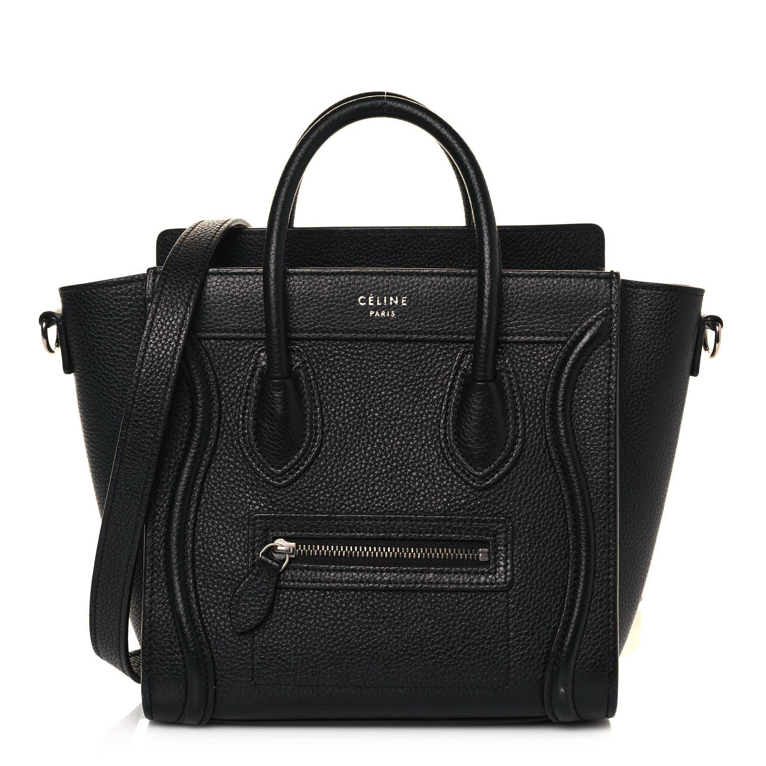 Celine Drummed Calfskin Nano Luggage Black 1 of 16