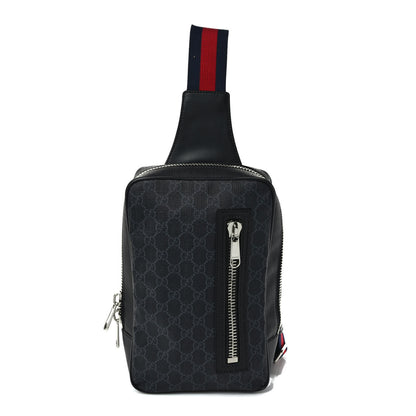 Gucci GG Supreme Monogram Web Belt Bag Black Grey 1 of 9