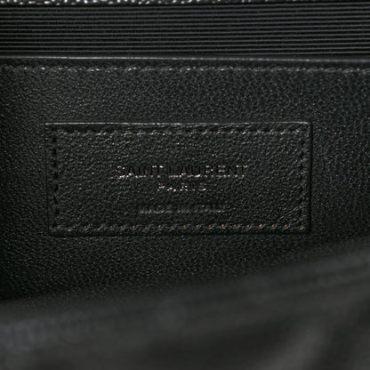 Saint Laurent Grain De Poudre Textured Mixed Matelasse Triquilt Medium Monogram Monochrome Satchel Black 6 of 11