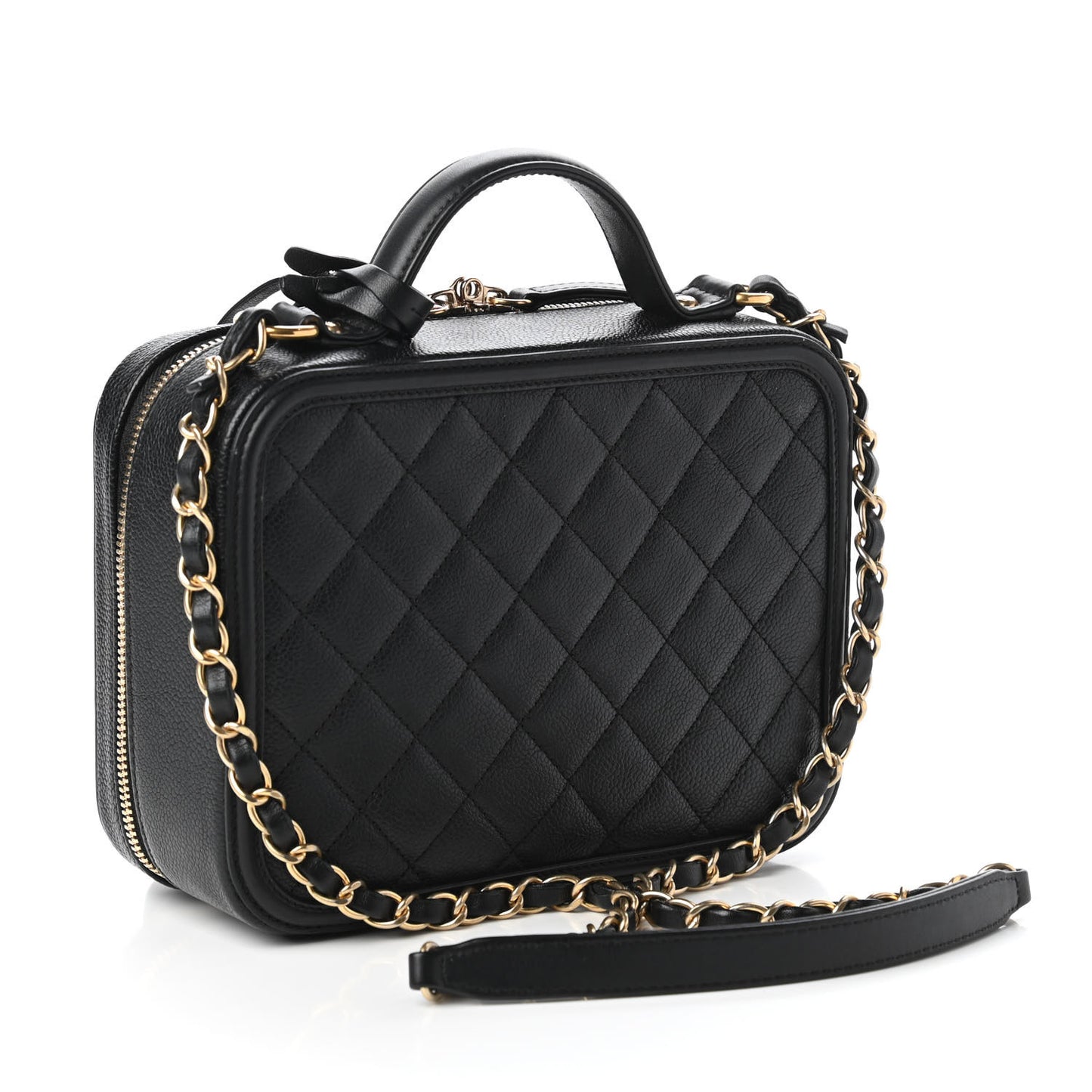 Caviar Quilted Medium CC Filigree Vanity Case Black