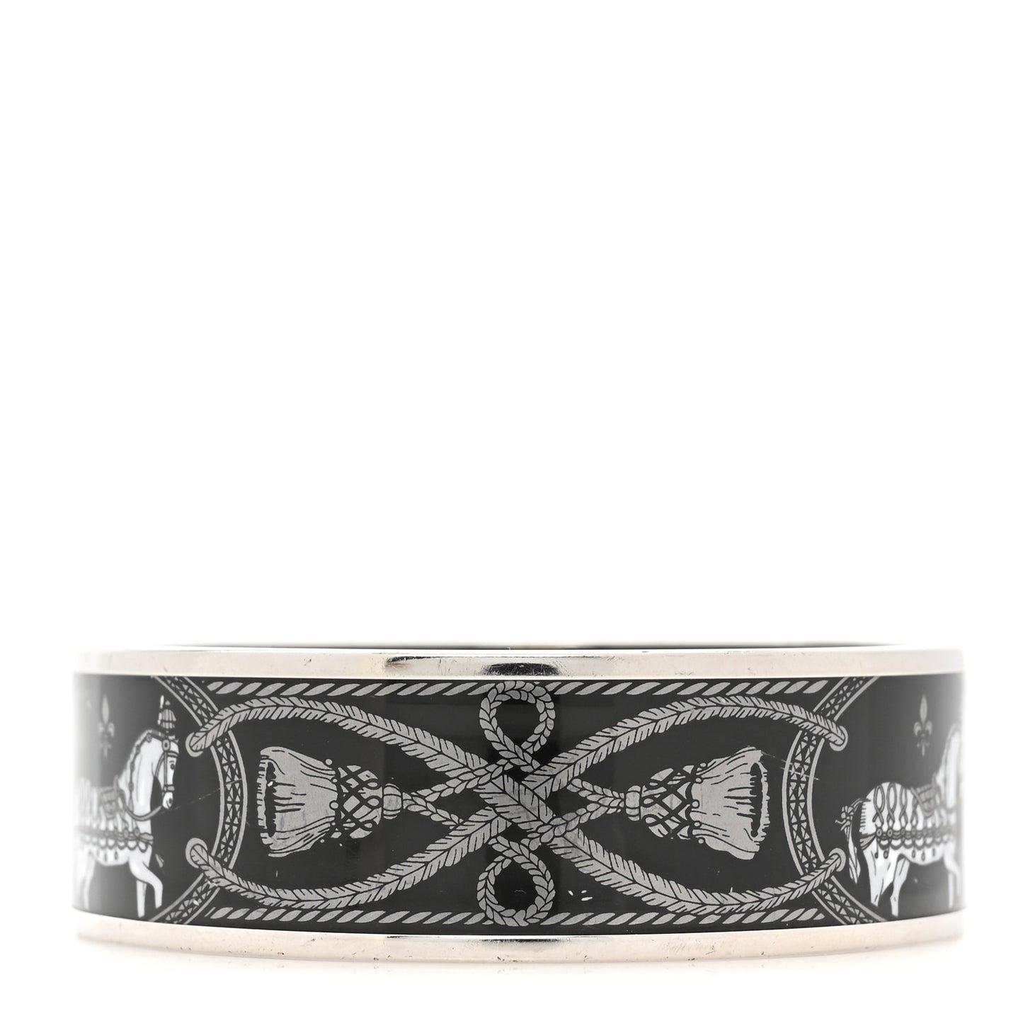 Enamel Printed Wide Grand Apparat Bracelet Black
