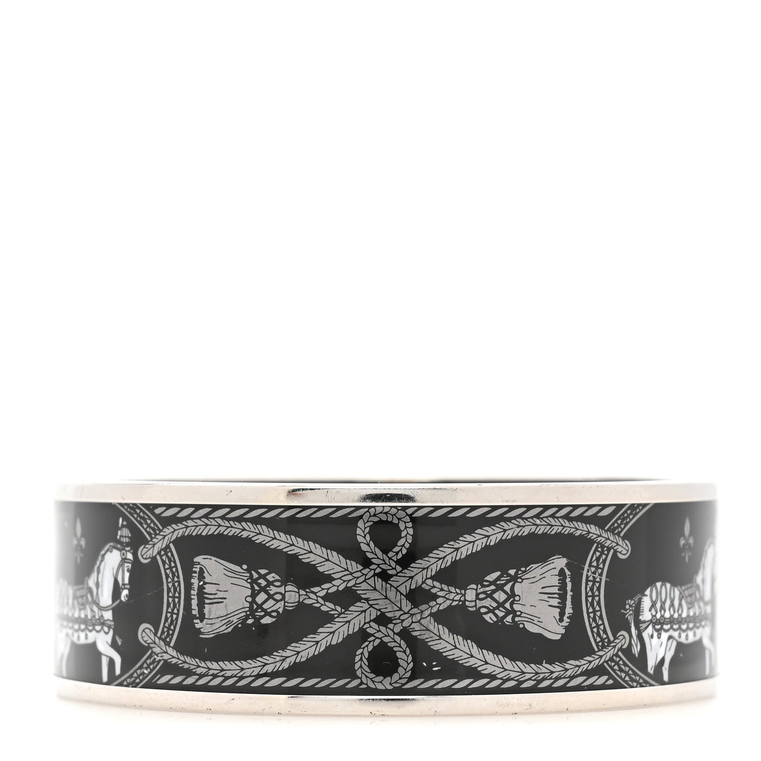 Hermes Enamel Printed Wide Grand Apparat Bracelet Black 2 of 5