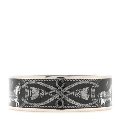 Hermes Enamel Printed Wide Grand Apparat Bracelet Black 2 of 5