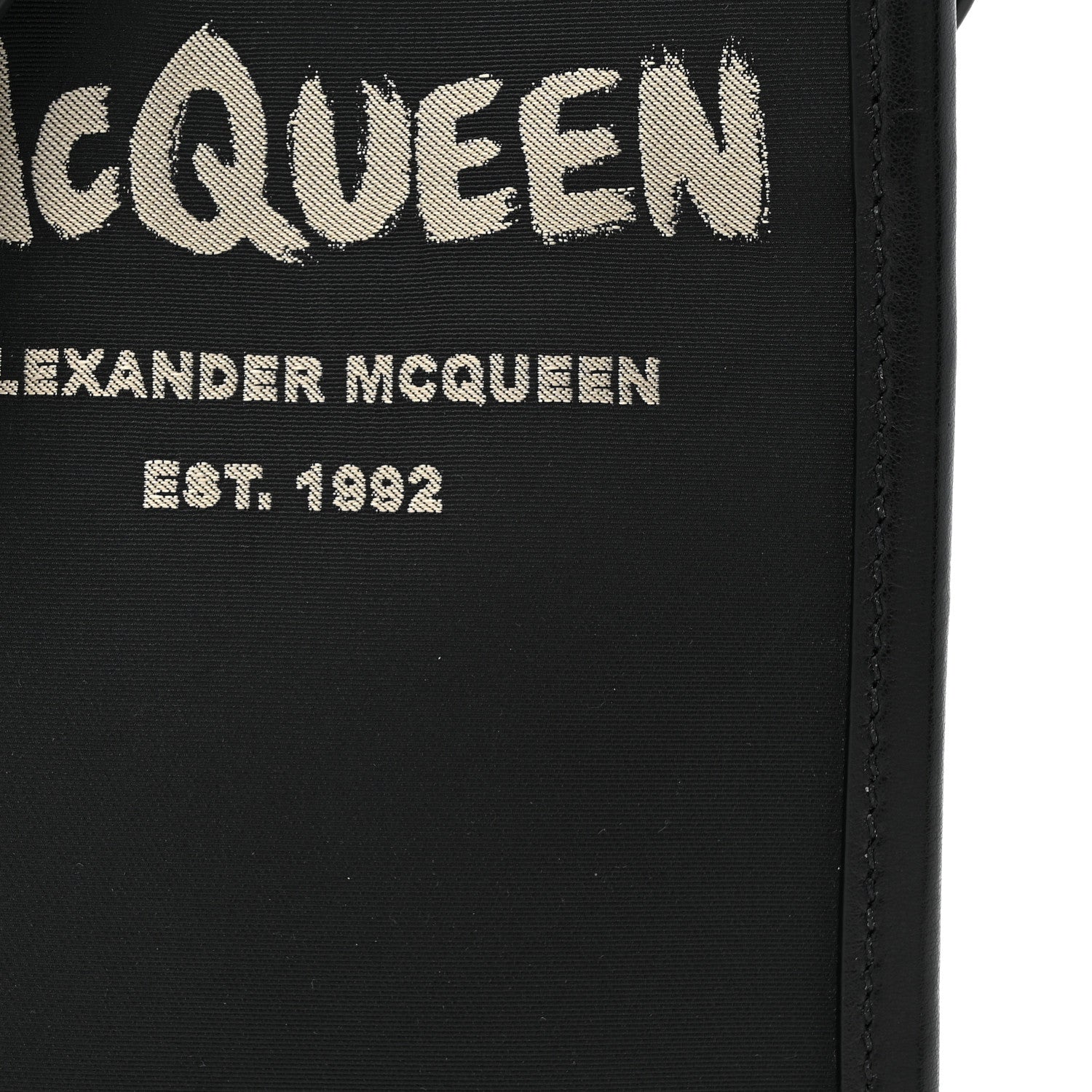Alexander McQueen Nylon Calfskin Graffiti Logo Mini Crossbody Bag  Black Off White 7 of 9