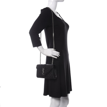 Saint Laurent Grain De Poudre Textured Mixed Matelasse Triquilt Small Monogram Satchel Black 2 of 10