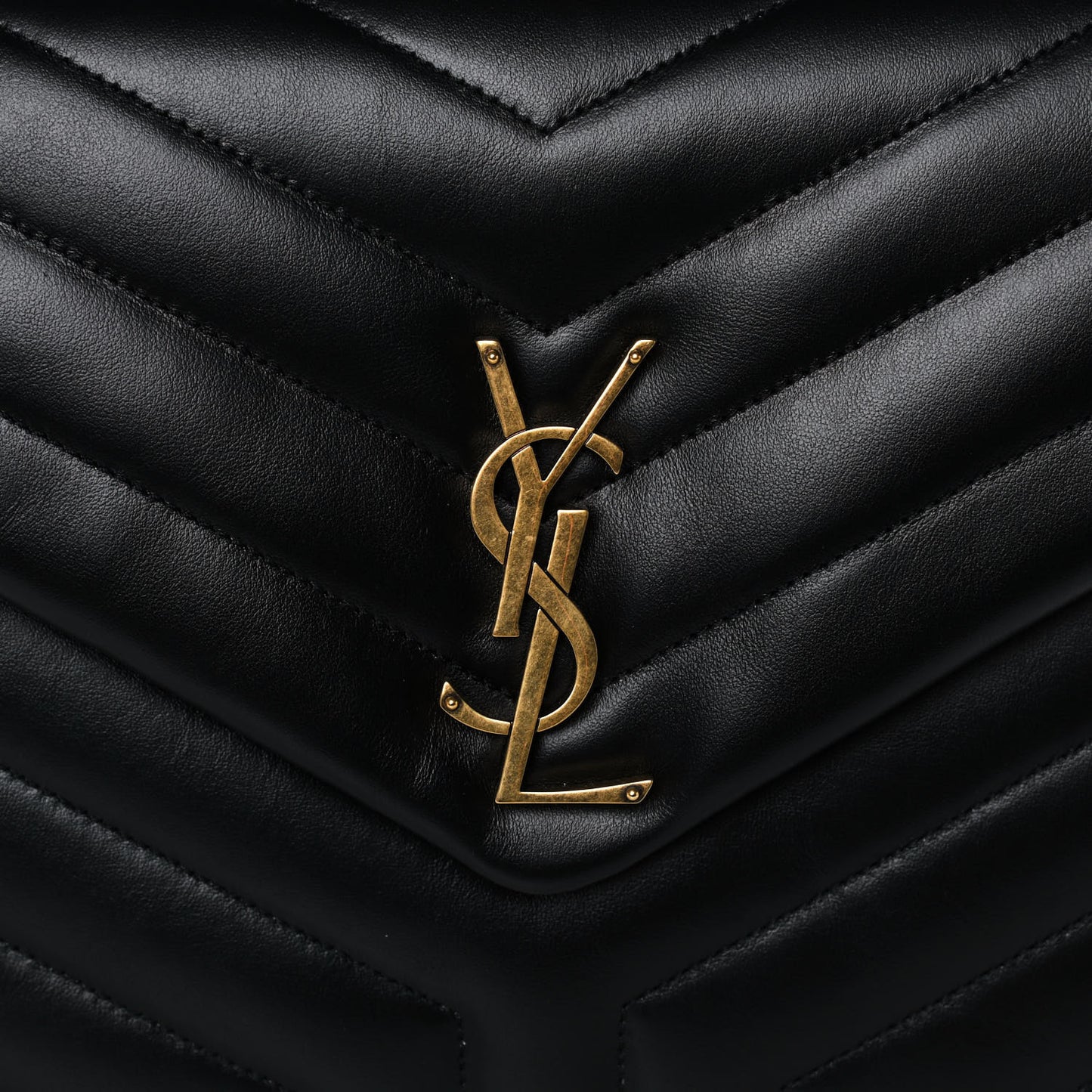 Calfskin Y Quilted Monogram Medium Loulou Chain Satchel Black