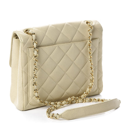 Chanel Caviar Quilted Medium Single Flap Ivory 3 of 14