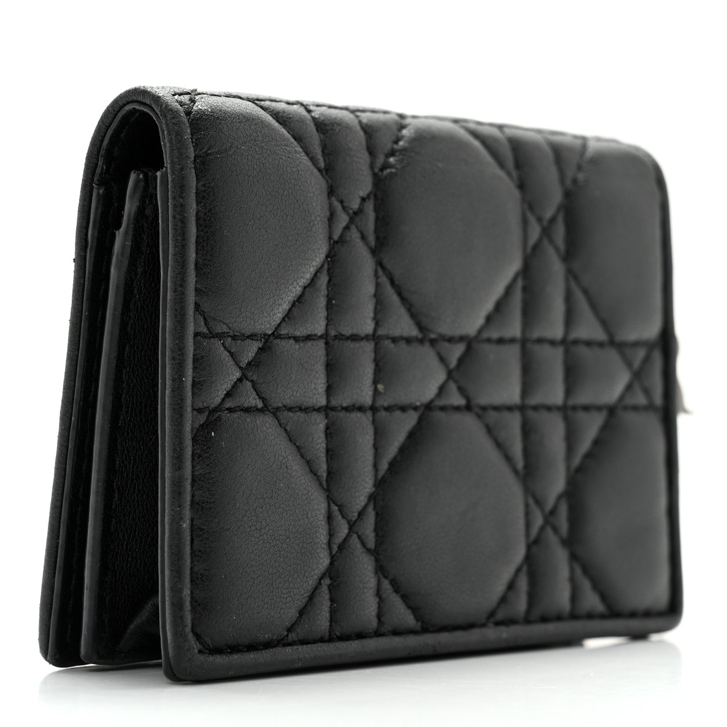 Lambskin Cannage Mini Lady Dior Wallet Black
