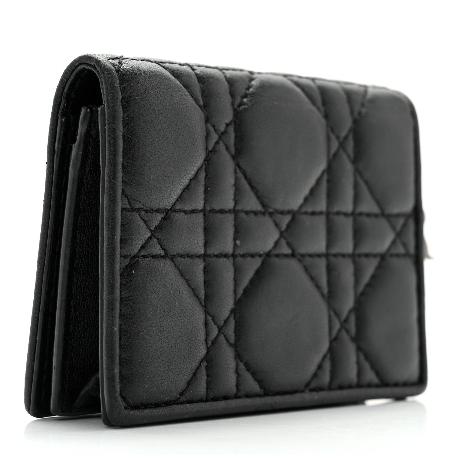 Christian Dior Lambskin Cannage Mini Lady Dior Wallet Black 3 of 14