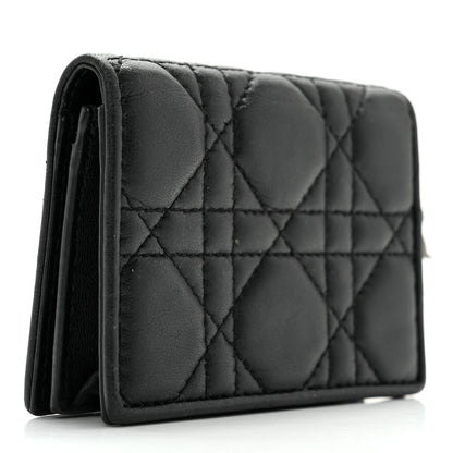 Christian Dior Lambskin Cannage Mini Lady Dior Wallet Black 3 of 14