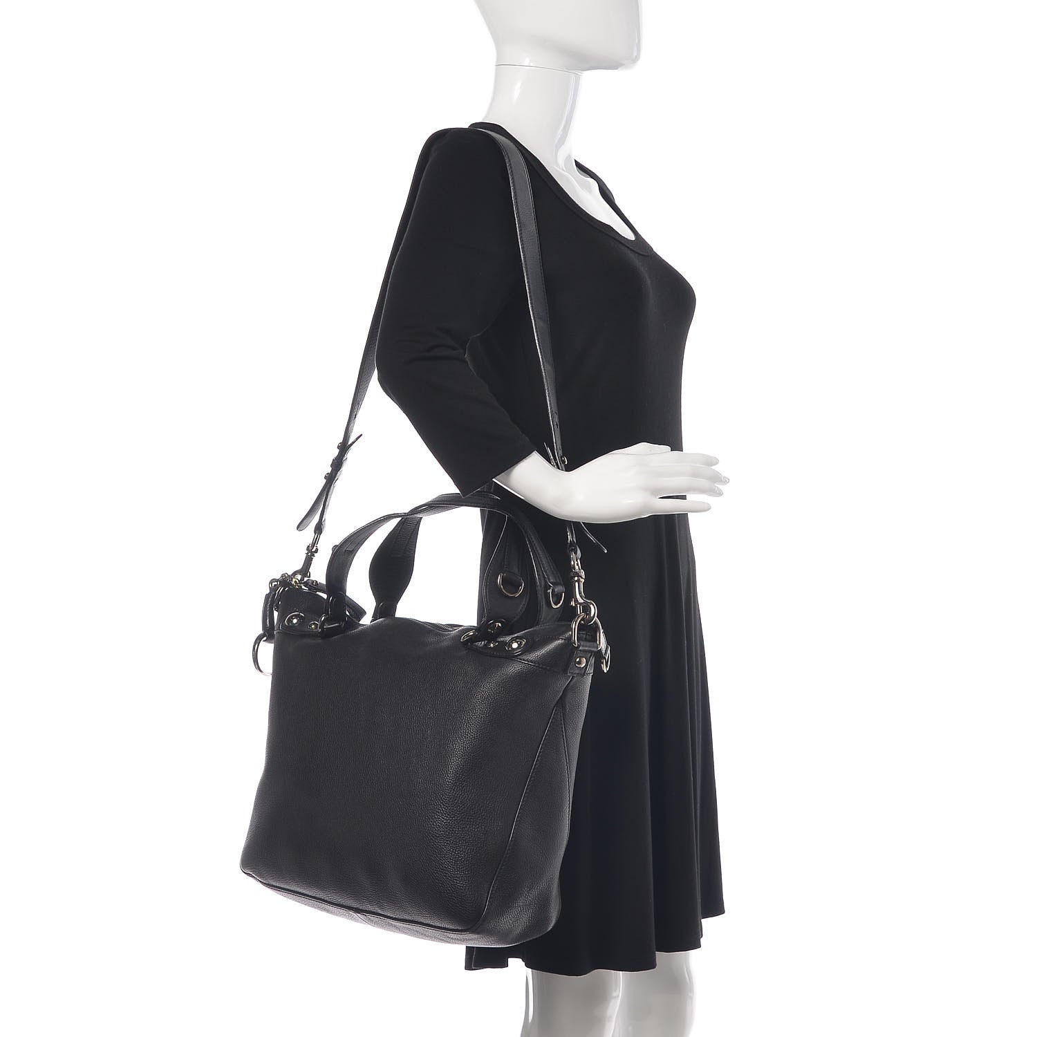 Gucci Calfskin Large Icon Bit Hobo Black 2 of 12
