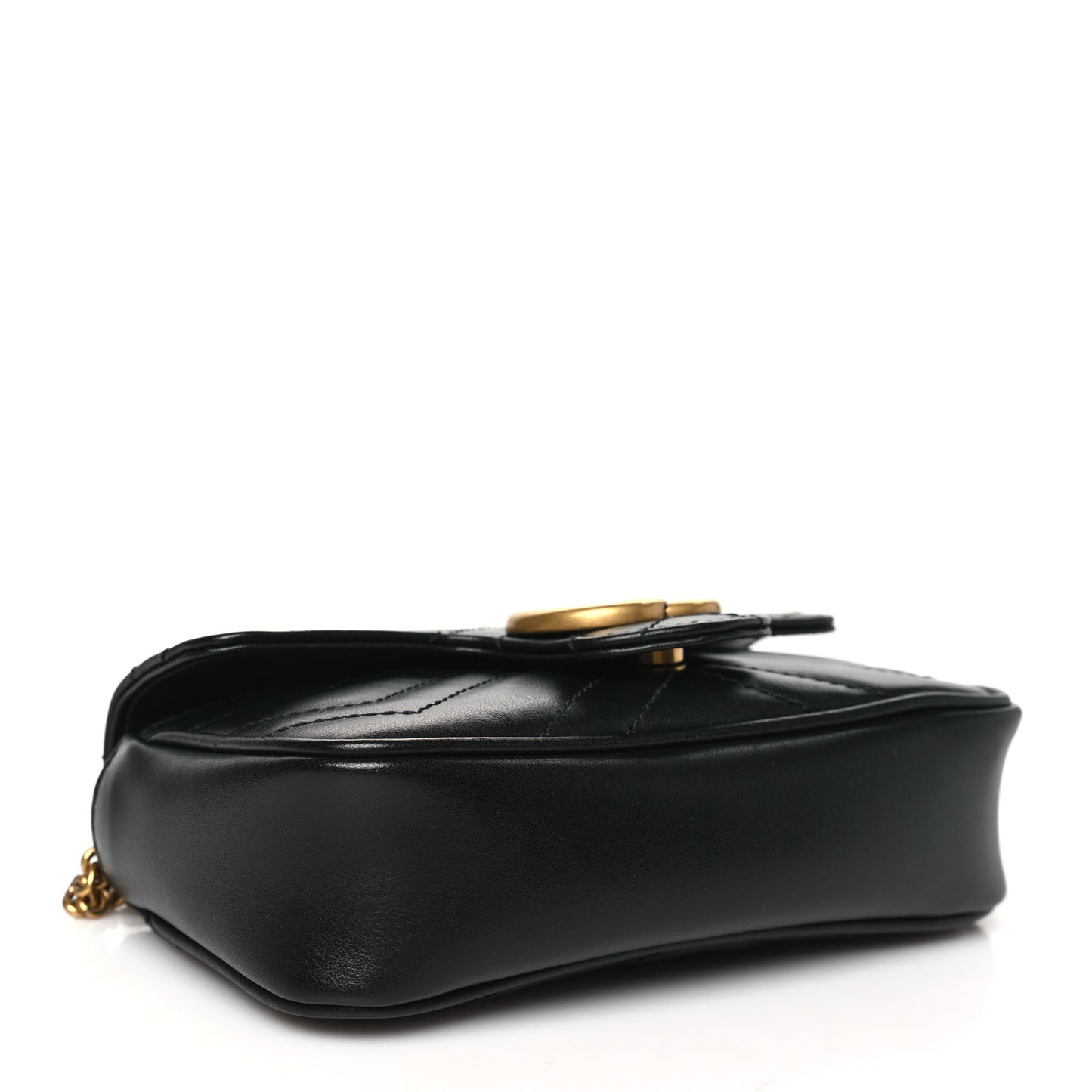 Calfskin Matelasse Super Mini GG Marmont Shoulder Bag Black