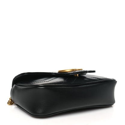 Gucci Calfskin Matelasse Super Mini GG Marmont Shoulder Bag Black 4 of 11