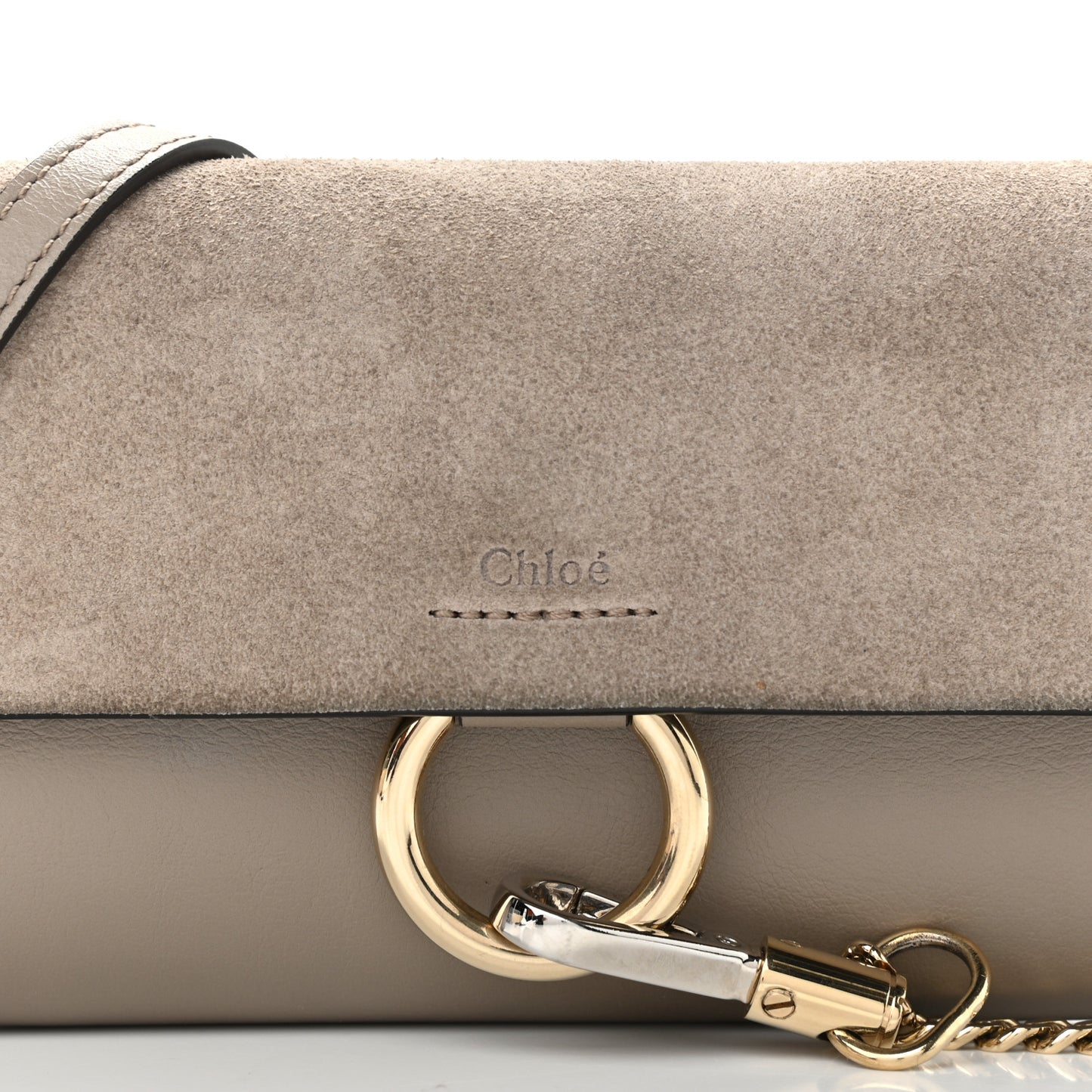 Suede Calfskin Mini Faye Shoulder Bag Motty Grey