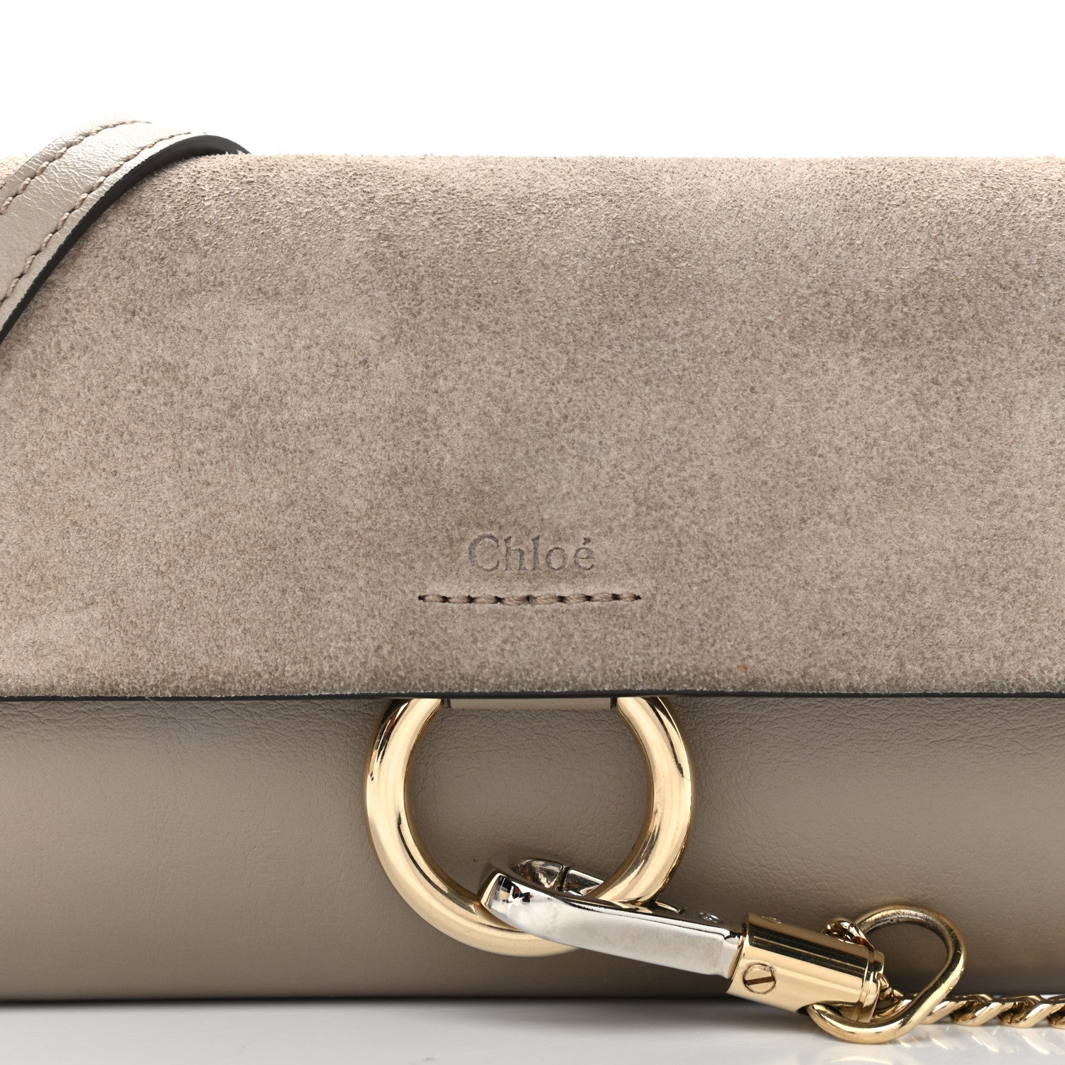 Chloe Suede Calfskin Mini Faye Shoulder Bag Motty Grey 7 of 11