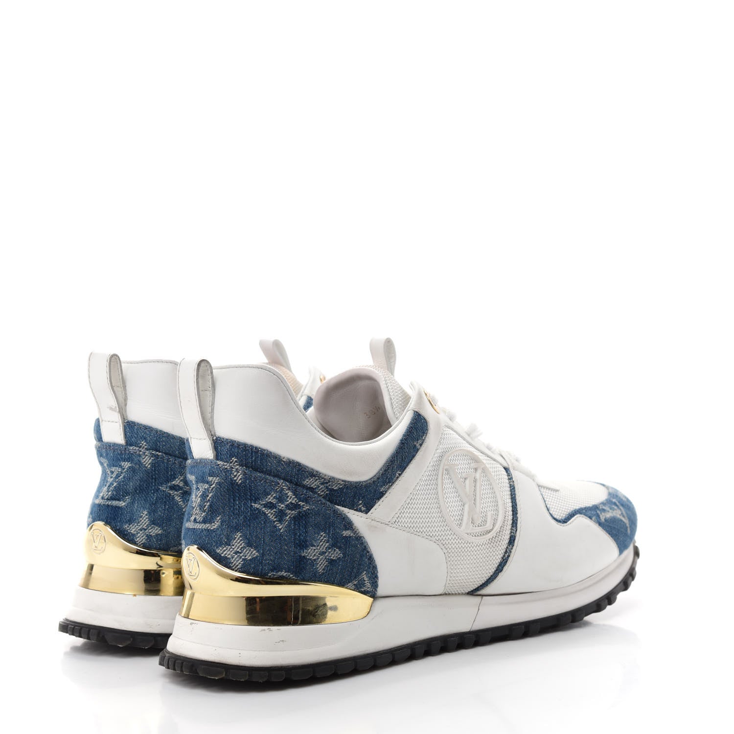 Louis Vuitton Calfskin Monogram Denim Run Away Sneakers 38.5 White 4 of 10