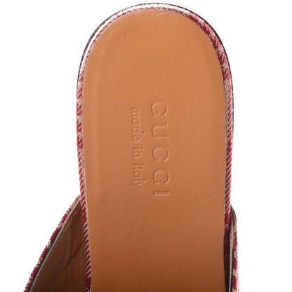 Gucci Canvas Tartan Mens Princetown Slippers 8.5 Camel Red Cuir 7 of 9