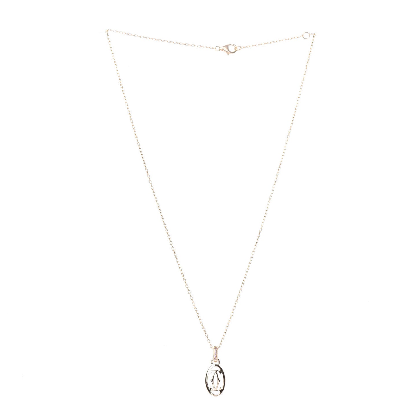 18K Pink Gold Diamond Logo Pendant Necklace