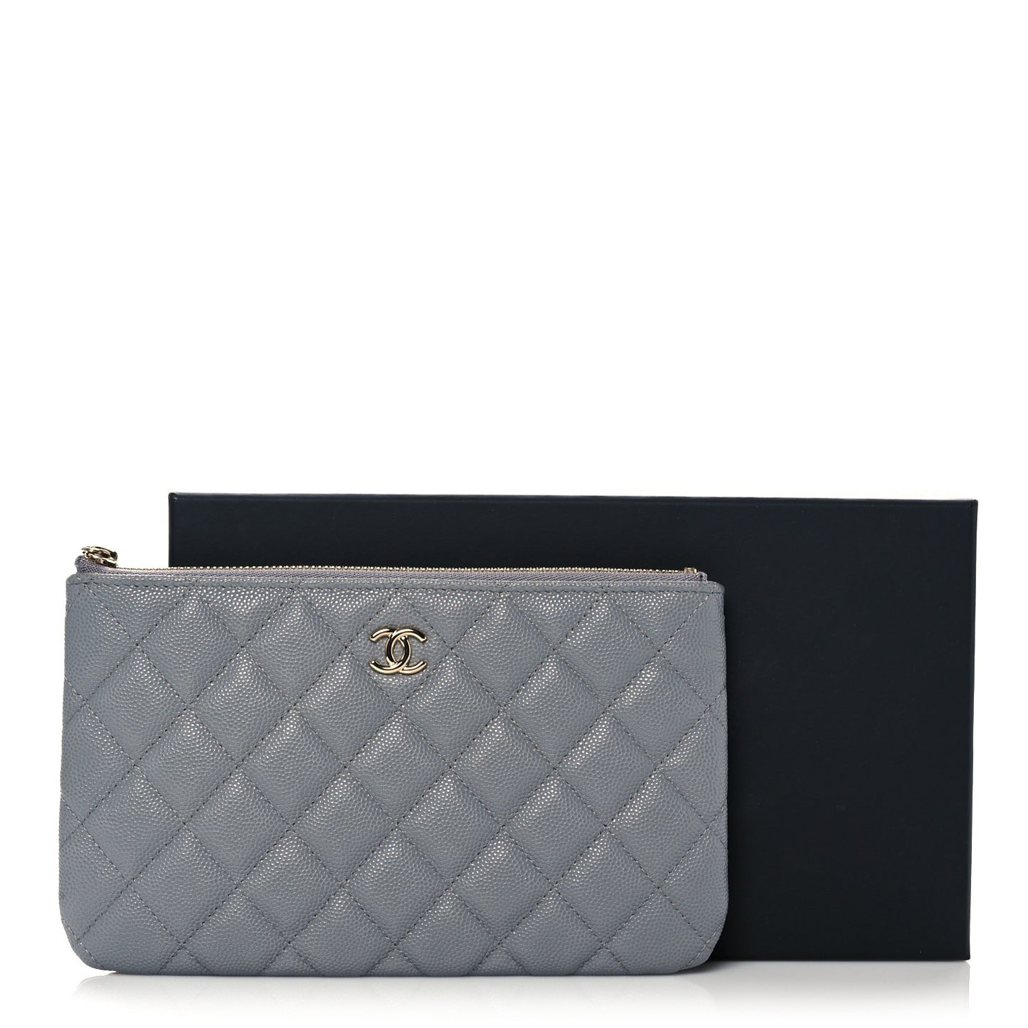 Caviar Quilted Cosmetic Case Grey
