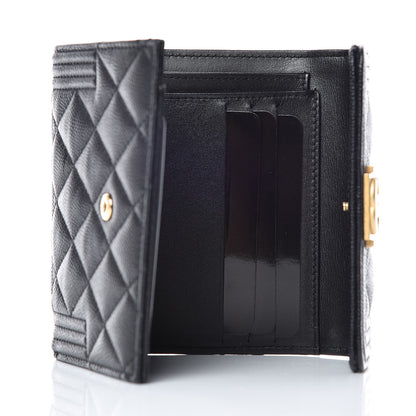 Chanel Caviar Quilted Compact Boy Wallet Black 5 of 10