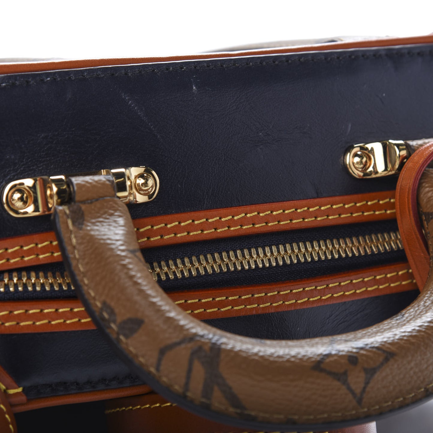 Calfskin Reverse Monogram Valisette PM Navy Caramel