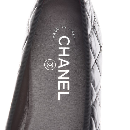 Chanel Aged Calfskin Quilted Cap Toe Ballerina Flats 39 Black 7 of 8