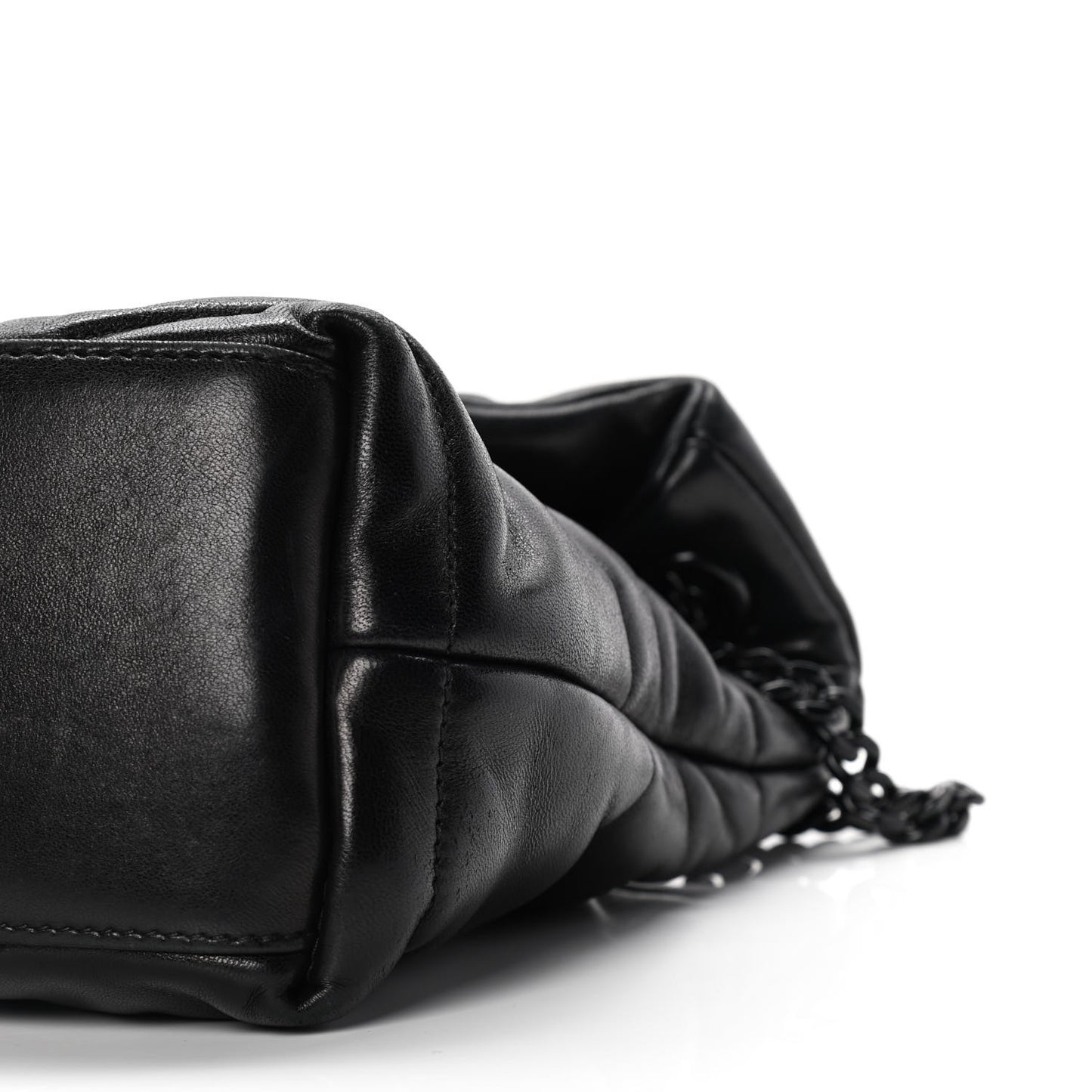 Lambskin Quilted Small Loulou Puffer Monogram Chain Satchel Black