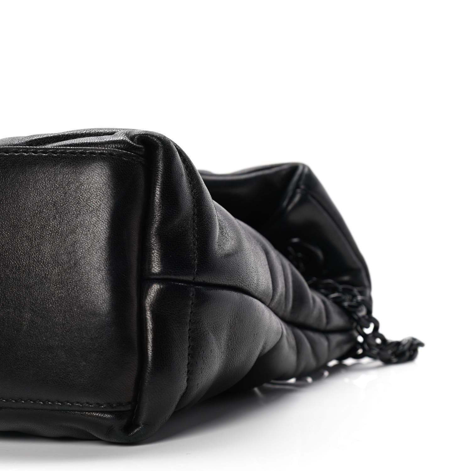 Saint Laurent Lambskin Quilted Small Loulou Puffer Monogram Chain Satchel Black 9 of 9