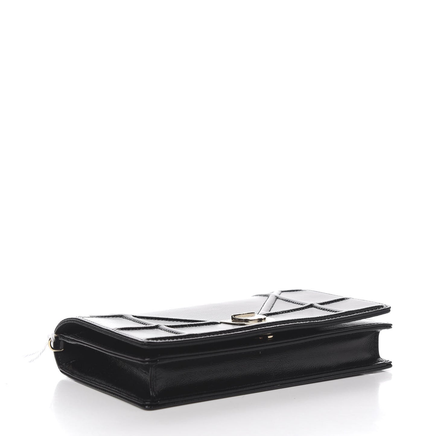 Patent Diorama Wallet on Chain Pouch Black