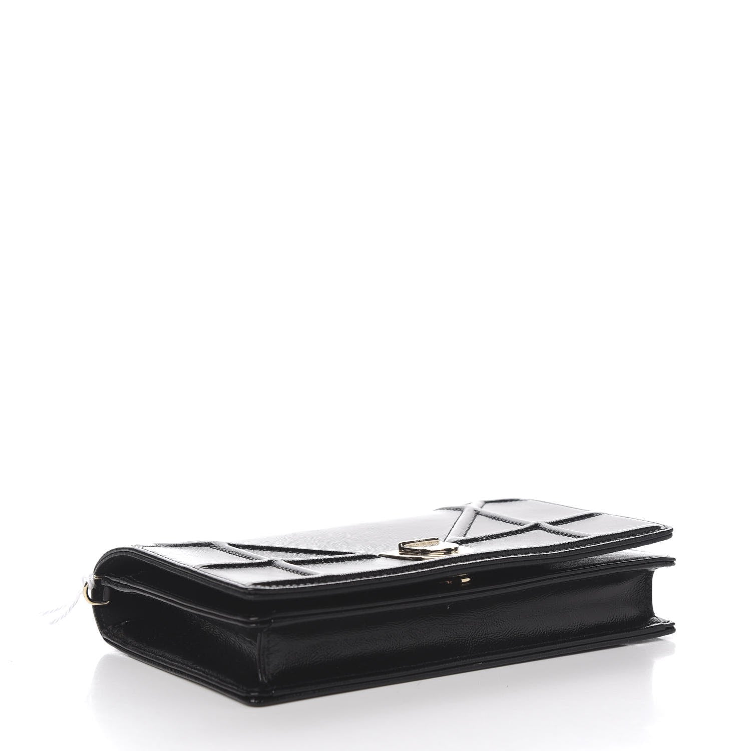 Christian Dior Patent Diorama Wallet on Chain Pouch Black 3 of 11