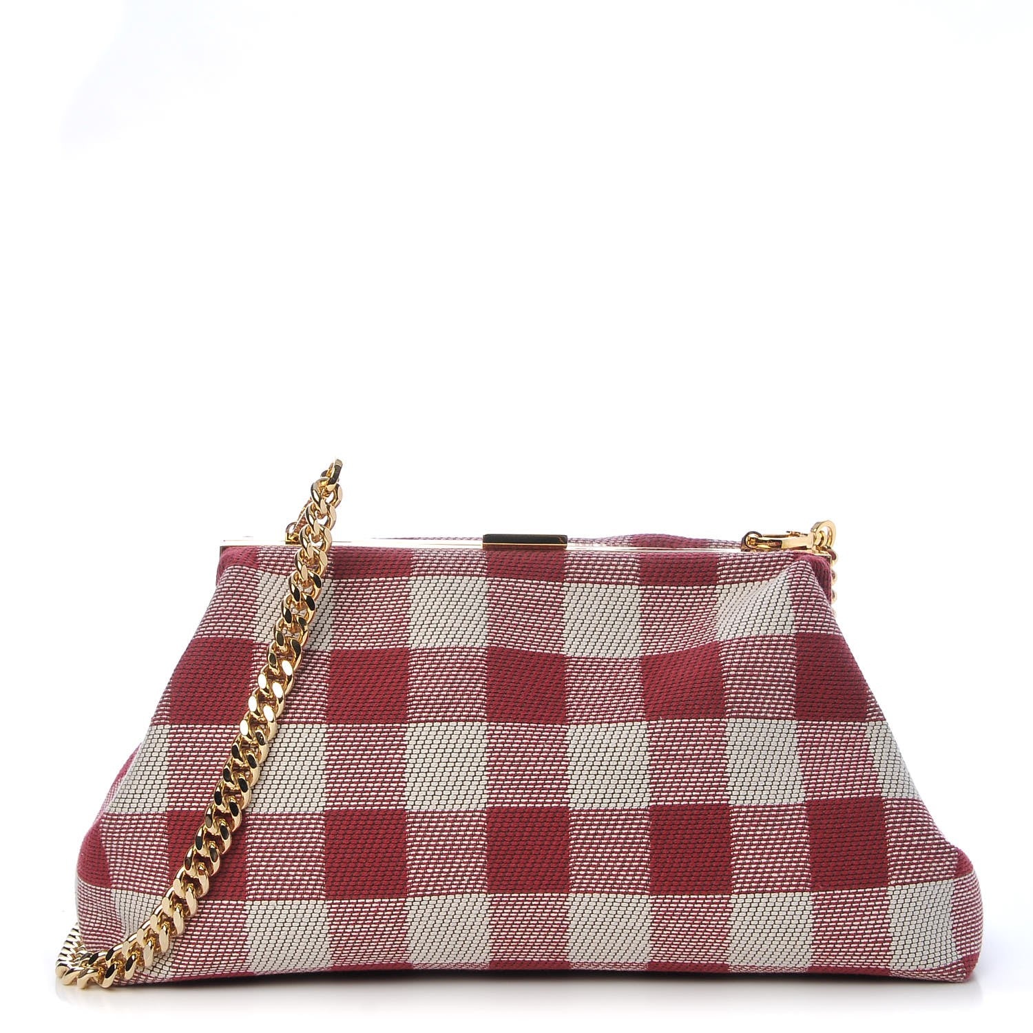 Mansur Gavriel Checker Canvas Mini Volume Chain Clutch Flamma 1 of 6