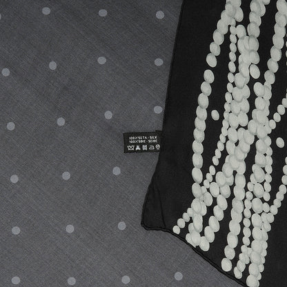 Chanel Silk Polka Dot Pearls Scarf Black White 5 of 5