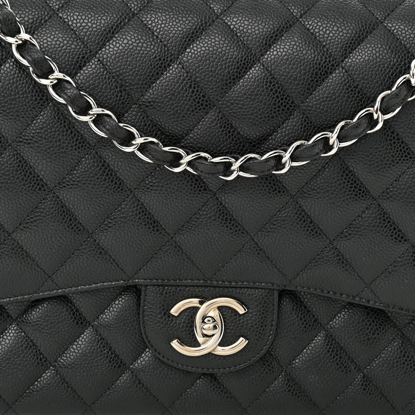 Caviar Quilted Maxi Double Flap Black