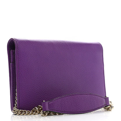 Gucci Pebbled Calfskin Soho Wallet on Chain Shine Purple 3 of 10