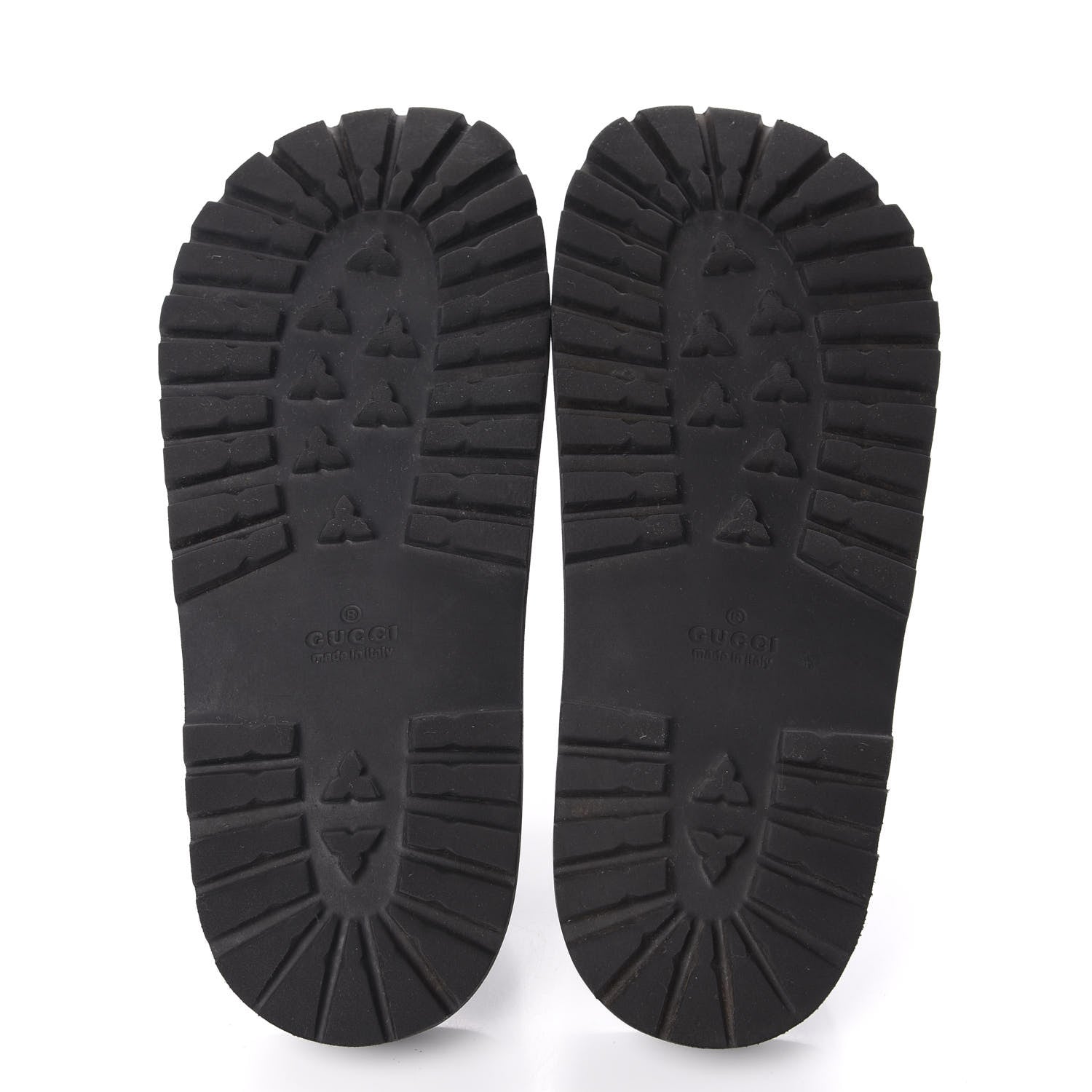 Gucci Rubber Web Mens Lug Sole Slide Sandals 7 Black Green Red 5 of 8