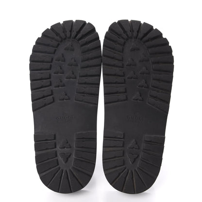Gucci Rubber Web Mens Lug Sole Slide Sandals 7 Black Green Red 5 of 8
