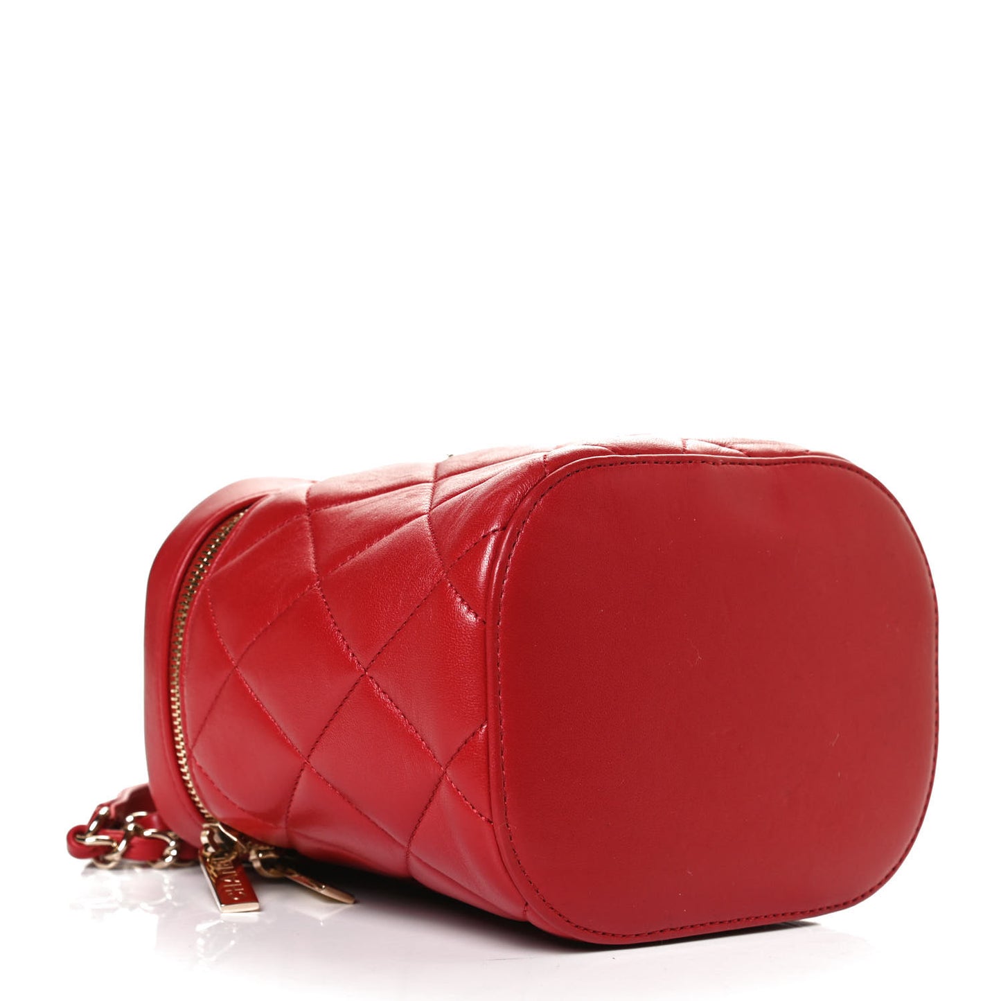 Lambskin Quilted Trendy Vanity Case Red