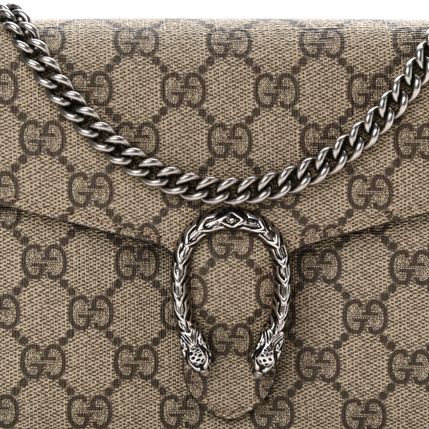GG Supreme Monogram Mini Dionysus Chain Wallet Beige Black
