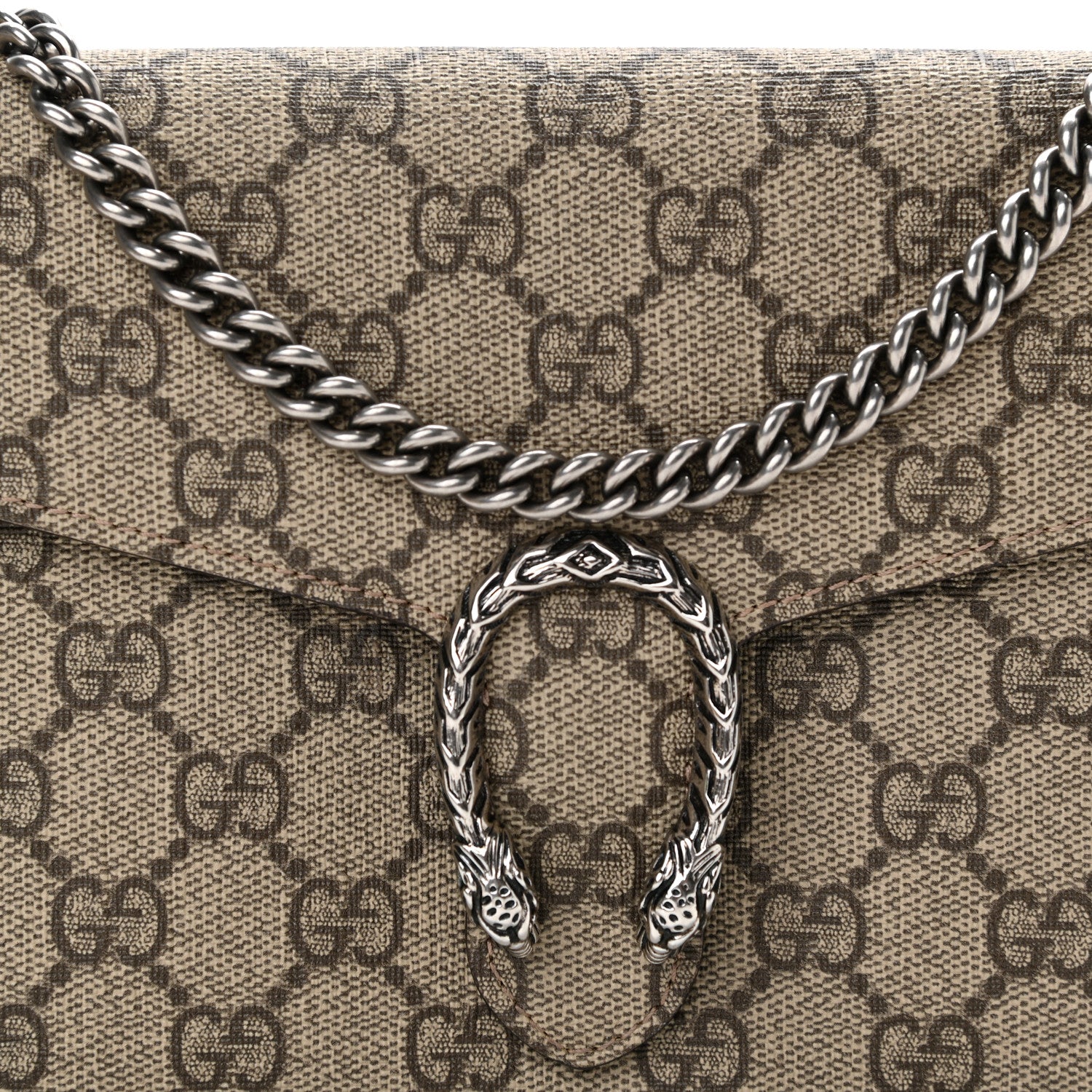 Gucci GG Supreme Monogram Mini Dionysus Chain Wallet Beige Black 8 of 10