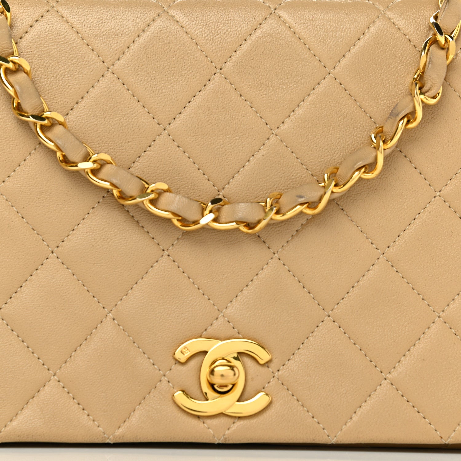 Chanel Lambskin Quilted Small Single Flap Beige 8 of 11