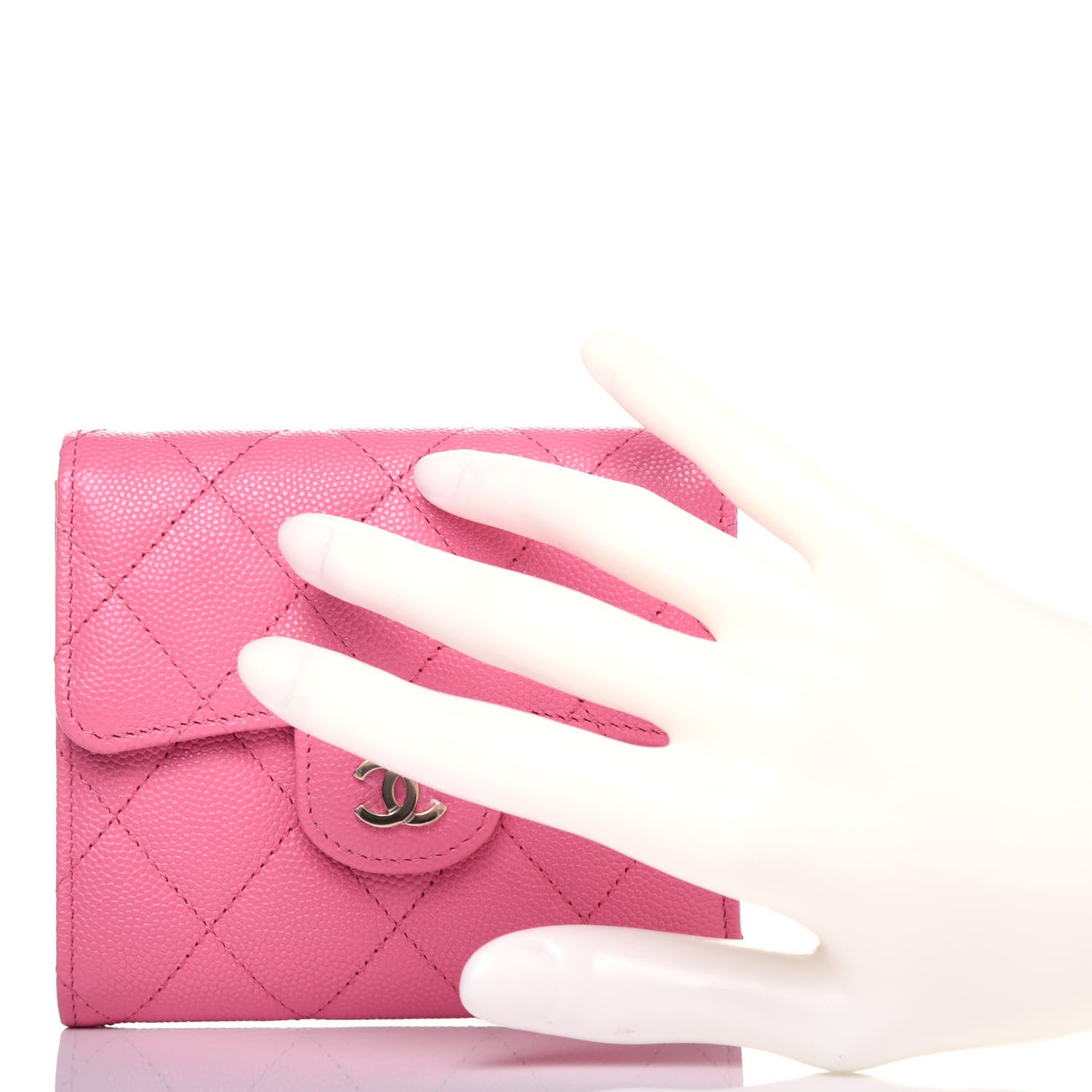 Chanel Caviar Quilted Compact Flap Wallet Pink 2 of 12