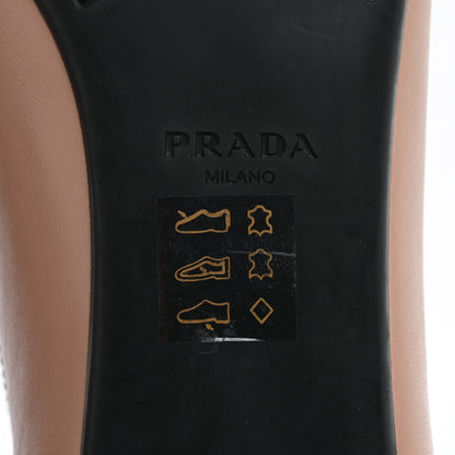 Prada Nappa Vernice Cap Toe Logo Bow Ballerina Flats 37 Nude Black 8 of 11