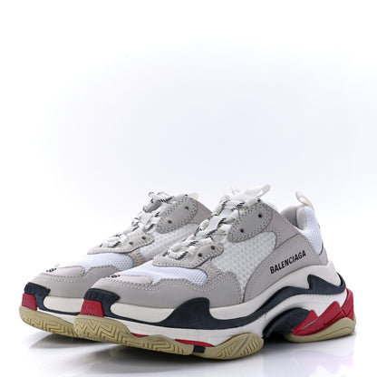 Balenciaga Fabric Mesh Womens Triple S Sneakers 38 Grey Red White 3 of 8