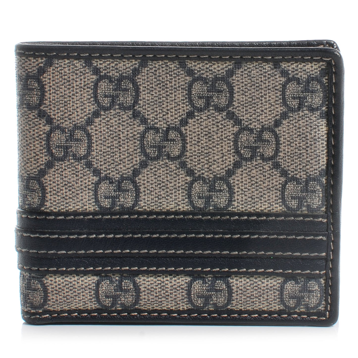 GG Supreme Monogram Web Bi-Fold Wallet Navy