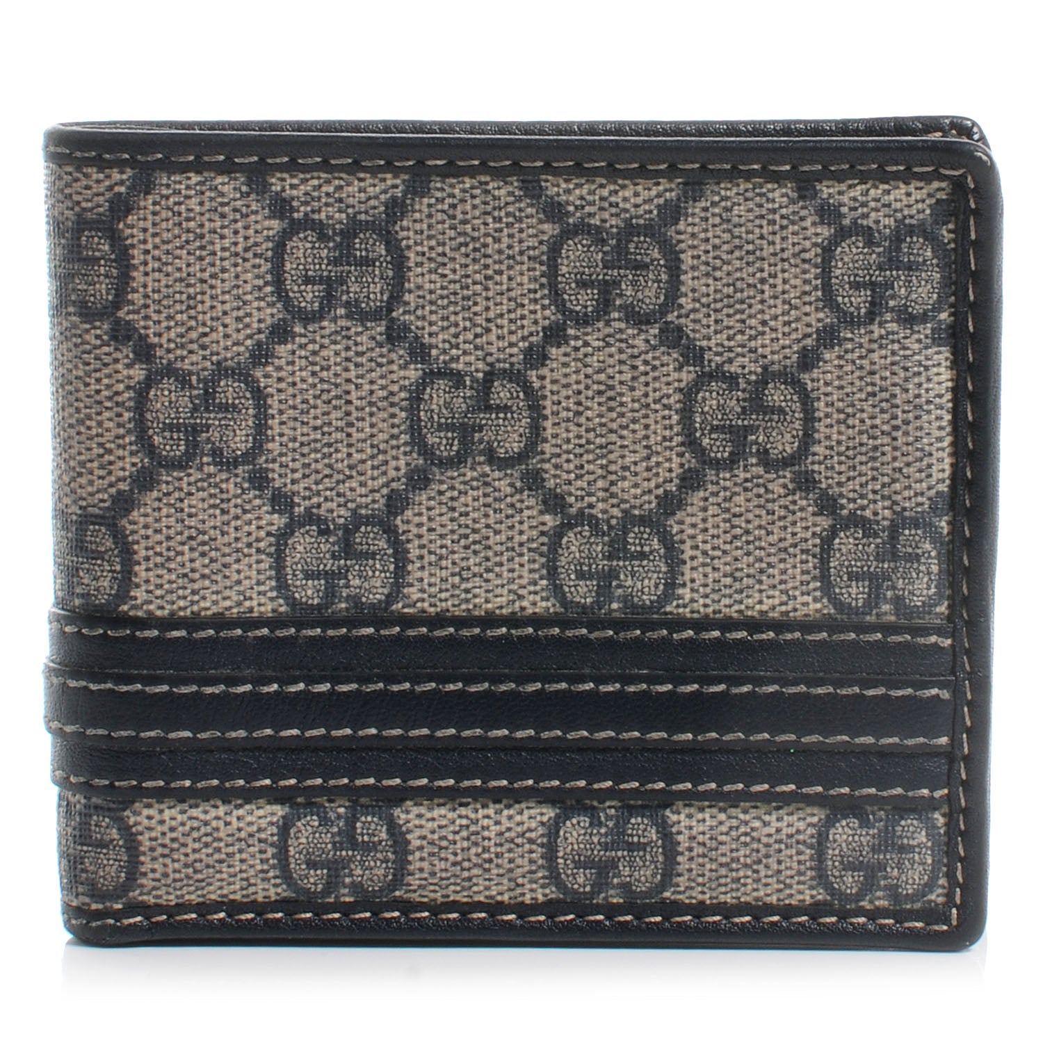 Gucci GG Supreme Monogram Web Bi-Fold Wallet Navy 1 of 7