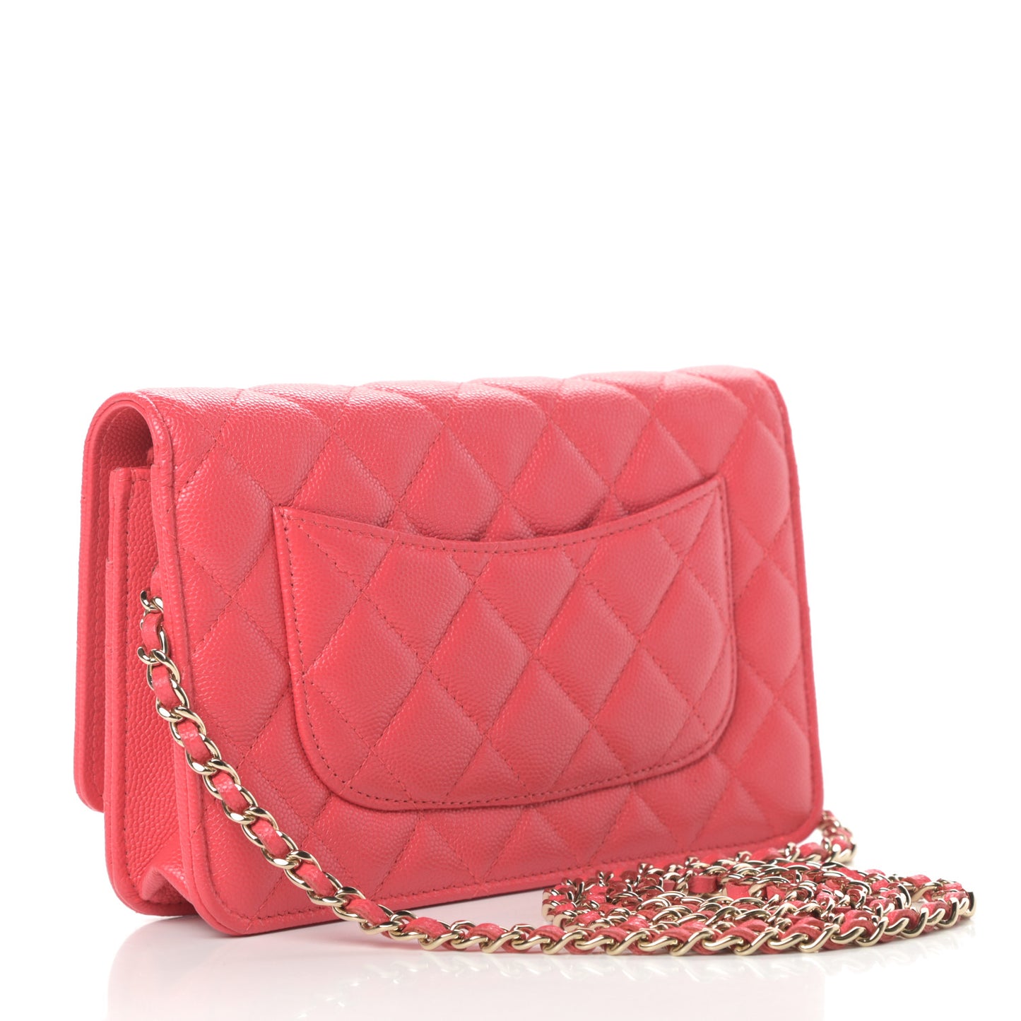 Caviar Quilted Wallet On Chain WOC Coral