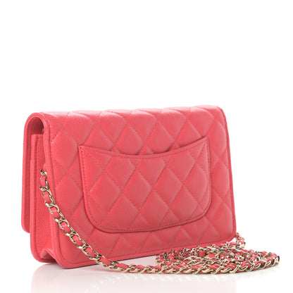 Chanel Caviar Quilted Wallet On Chain WOC Coral 3 of 13