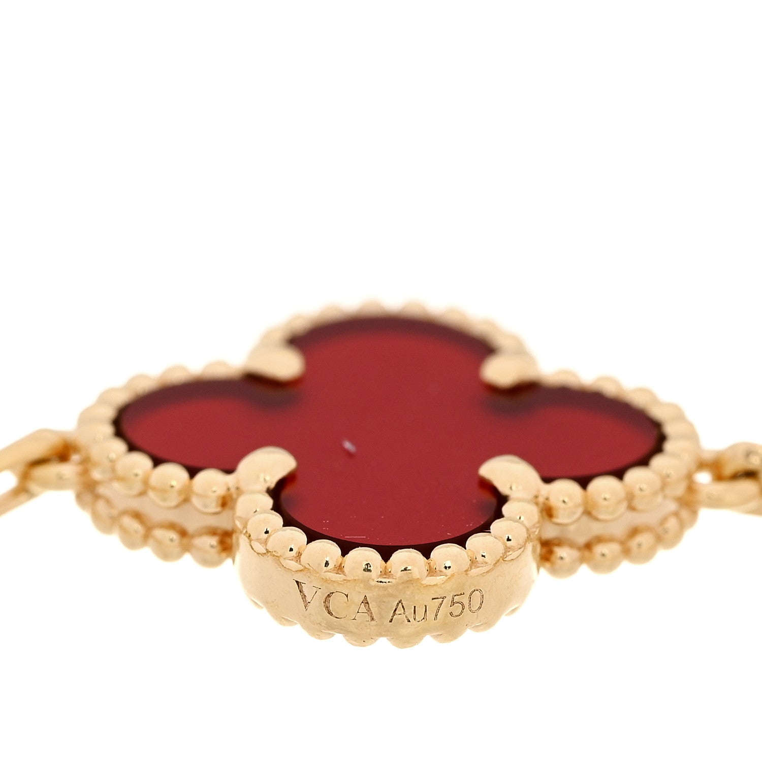 Van Cleef & Arpels 18K Yellow Gold Carnelian 5 Motifs Vintage Alhambra Bracelet 6 of 7