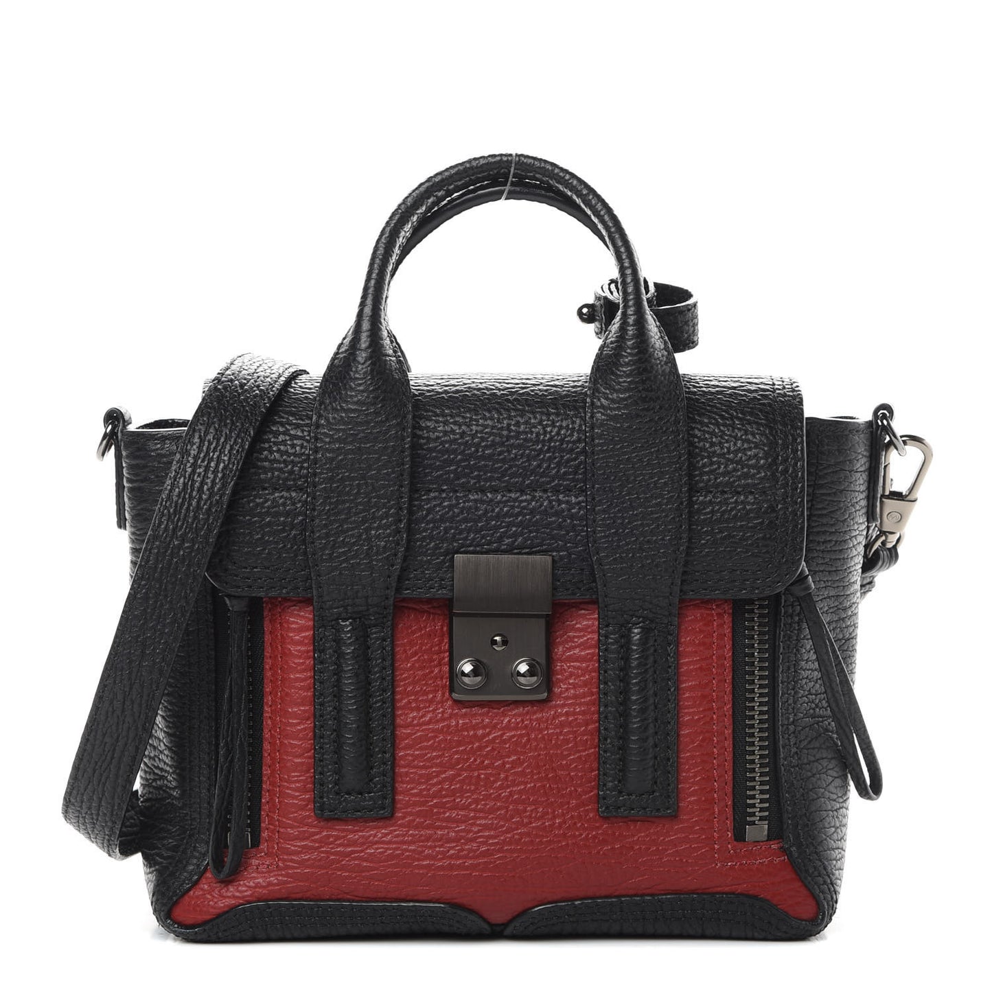 3.1 Textured Calfskin Mini Pashli Satchel Crimson Black