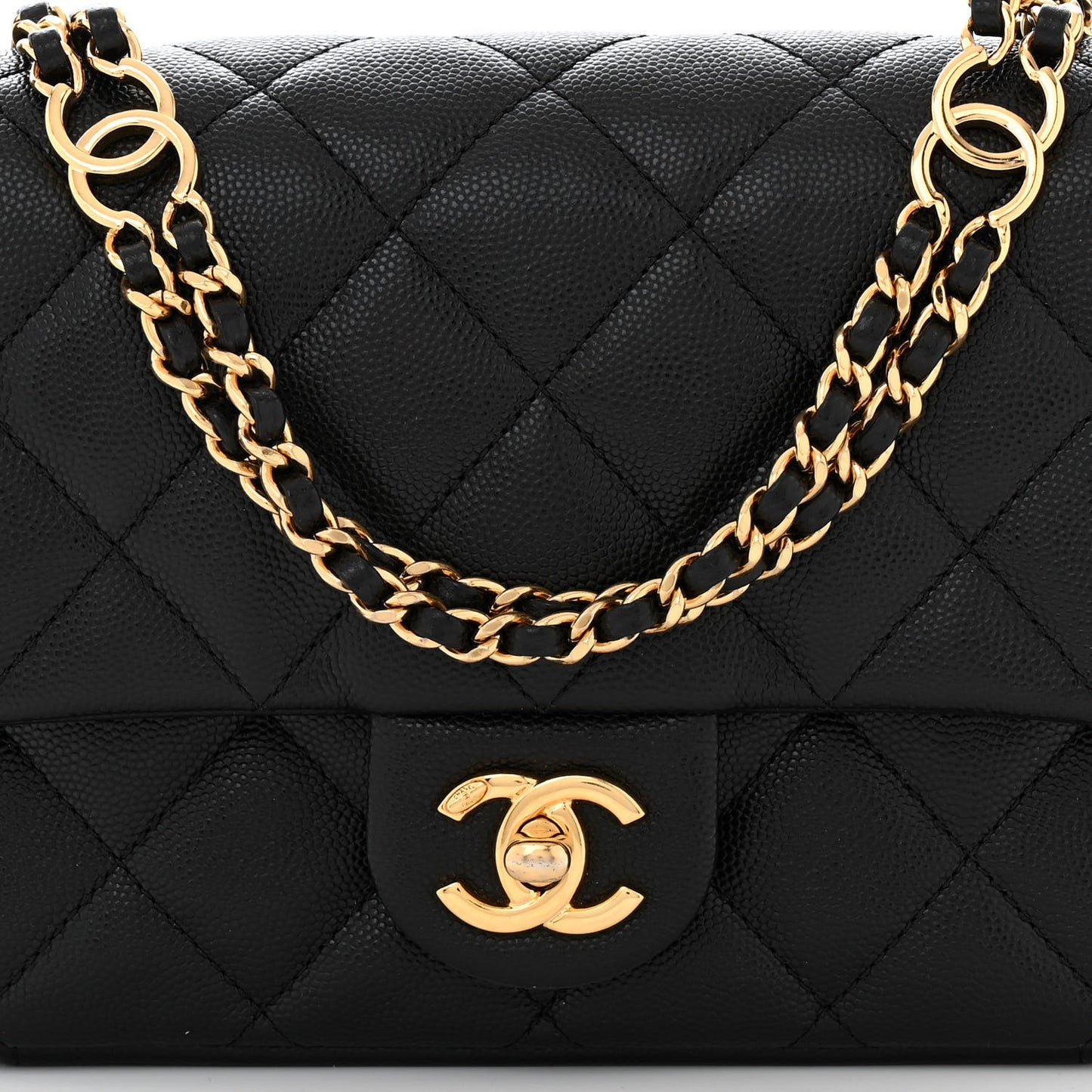 Caviar Quilted Mini CC You Flap Black
